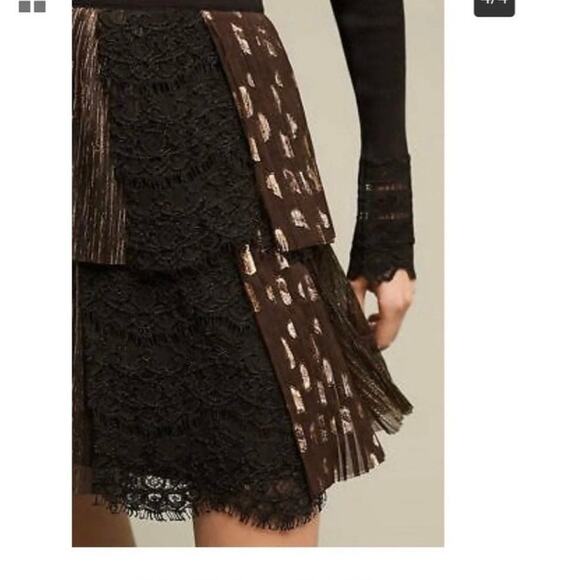 Anthropologie Soho Mini Skirt by Harlyn, pleated tiered in black size medium - Picture 4 of 12